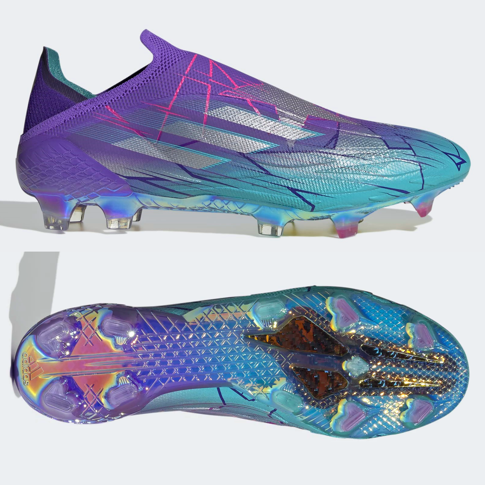 Purple top adidas boots