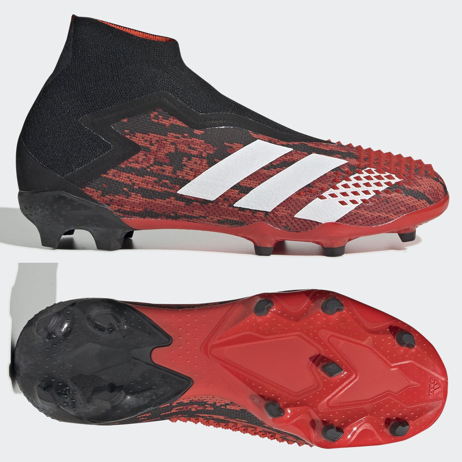 Adidas red hot sale and black predators