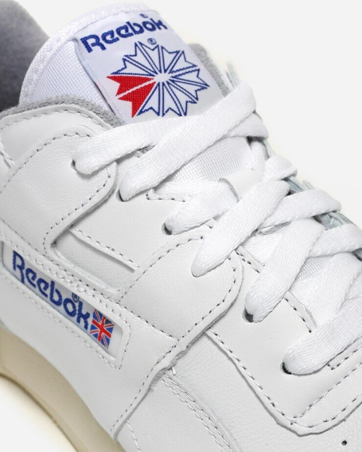 Reebok Workout Plus R12 Mens Leather Trainers White SIZE UK 7.5 7 8 Low